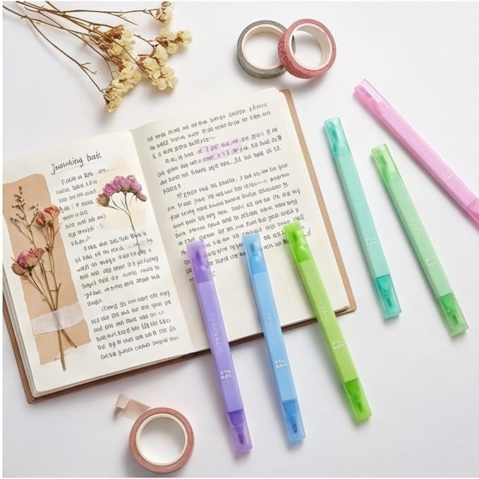 konket 6Pcs Aesthetic Cute Highlighters with Soft Chisel Tip,Bible Highlighters No Bleed, Quick Dry Highlighter Markers