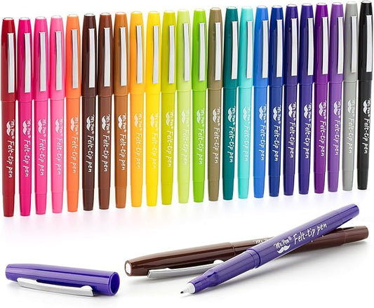 Mr. Pen- Felt Tip Pens, 24 Pack, 0.7 mm, Colorful Felt Tip Pens, Fast Dry, No Smear, Planner Markers for Underlining, Writing, Drawing, Journaling Supplies