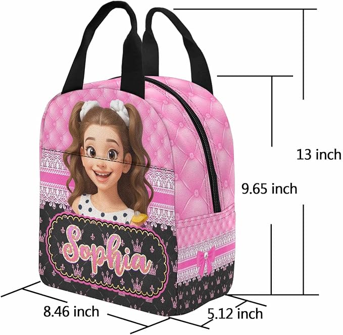M YESCUSTOM Custom Backpack for Girls Personalized School Bookbag with Lunch Bag Kids Girl Backpacks with Face Elementary Preschool Cute Book Bag Daypack Travel Bag Water Bottle