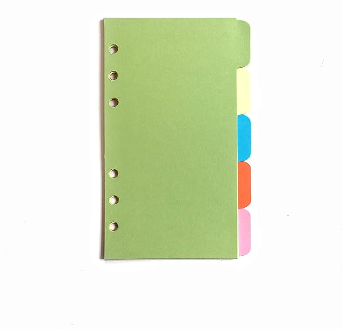 Zelten Refills/Loose Leaves for A6 Cover Ring Binder/Personal Organizer/Planner(A6 6 Holes, Divider Horizontal Colored Paper)