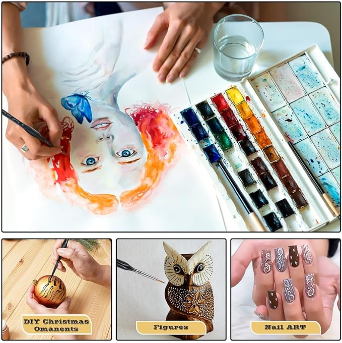 Brusarth Detail Paint Brushes Set, 16pcs Miniature Paint Brushes for Fine Detailing, Art Painting, Micro Detail Paint Brush for Acrylics, Oils, Watercolors, Paint by Number