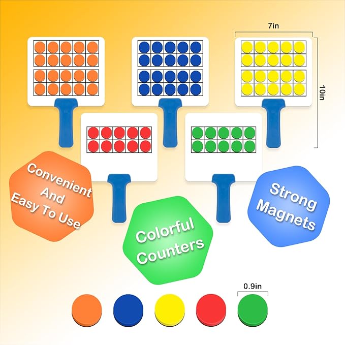 Quilinz Magnetic Ten Frame Set,5 Dry Erase Paddles & 150 Math Counters,Counting Toys for Kids,Addition and Subtraction Games,Math Manipulatives 1st Grade,Kindergarten Preschool Classroom Must Haves