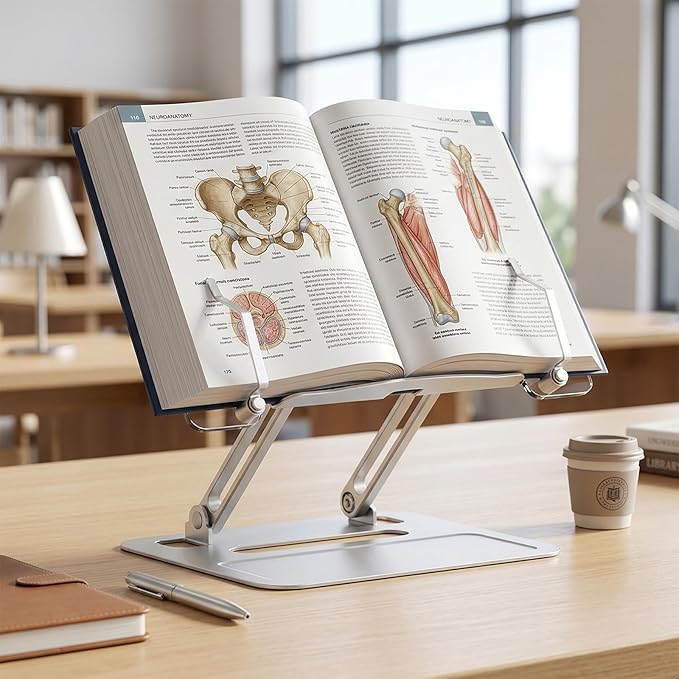 Book Holders for Reading Hands Free - Acrylic Book Stand for Reading, Ergonomic Reading Stand for Textbook Student, Portable Laptop Book Stand for Desk,Recipe,Music Sheets