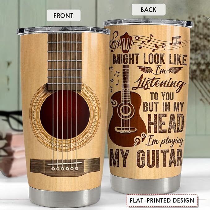 SANDJEST Guitar Tumbler Cup 20oz Guitarist Stainless Steel Insulated Tumblers Guitars Coffee Travel Mug Gift for Musician Players Guitar Lovers Gifts for Birthday Christmas