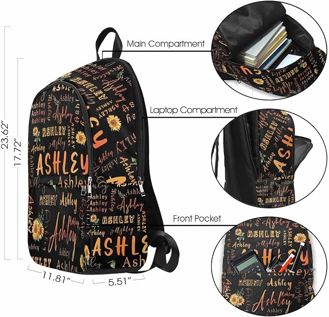 M YESCUSTOM Personalized Backpack Girls with Name School Backpack Boys Lightweight Preschool Elementary BookBags, Kids Travel Daypack Shoulder Bag for Teenager