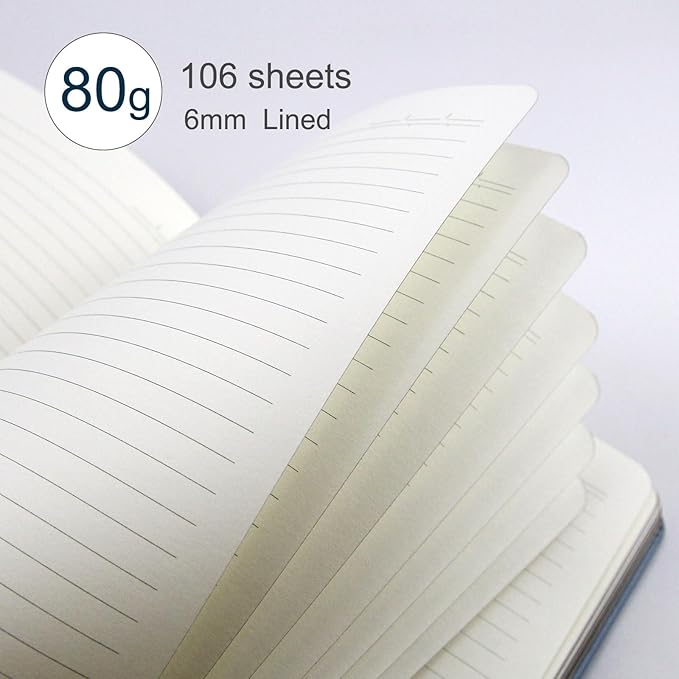 Soft Cover Leather Journal Notebook A5 Lined 212 Pages 5x8.25 Inches with Strap Closure Travel Work School Writing Journaling Notebooks for Women Men Gift Box Packaging Light Purple