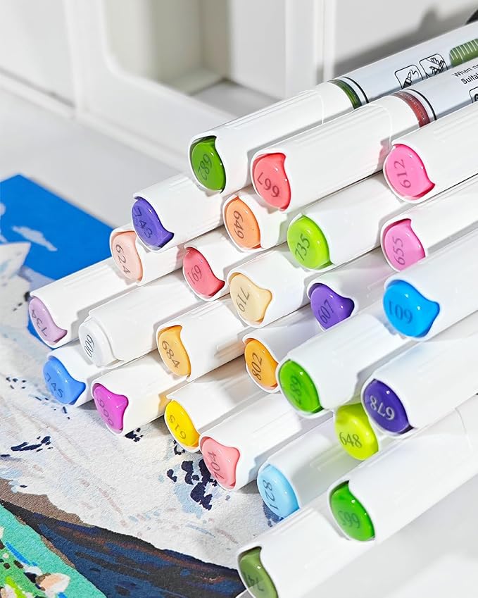168 Colors Dual Tip Acrylic Paint Markers, 84 Pcs 2 Colors in 1 with Soft Brush Tips & Double Ink Capacity, Paint Markers for Rocks, Canvas, Wood, Fabric, Glass, Plastic, Quick-Drying, Waterproof