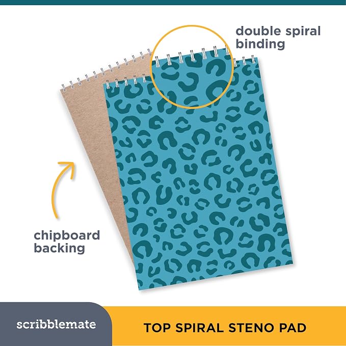 Steno Pads Spiral 6x9 Assorted Colors Notebooks for Work, 80 Sheets Top Spiral Notepad Stenographer Steno Books (6 Pack, Bold Colors)