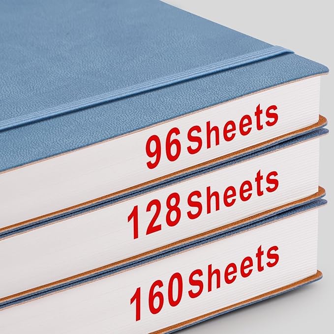 AHGXG Dotted Journal - 320 Pages Dot Grid Notebook B5 Large Journal, 100gsm Thick Dotted Paper, Leather Softcover, with Journal Stencils, Inner Pocket, 7.6'' X 10'', Gray Blue