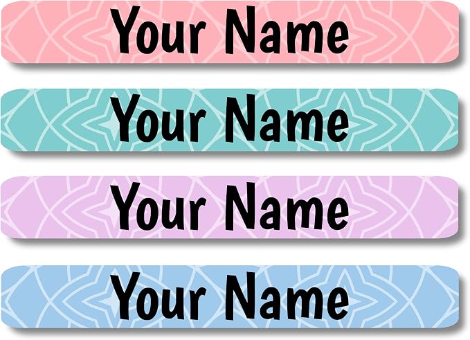 Lovable Labels Personalized Labels for Kids (120 Labels) - Waterproof Dishwasher Safe Peel and Stick Labels are Great for School Supplies Daycare Camp Bottles (Designer Series Mandala)