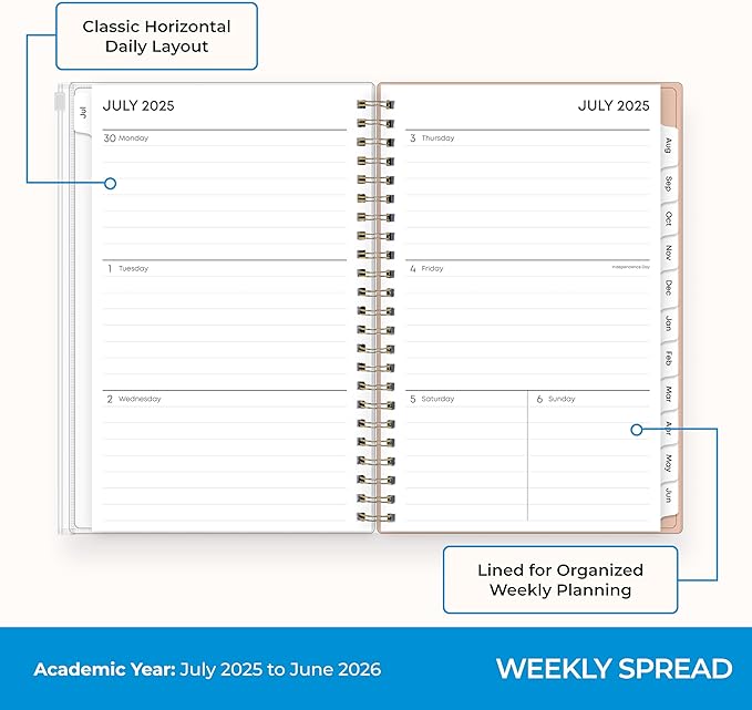 Blue Sky 2025-2026 Weekly and Monthly Academic Year Planner Calendar, July 2025 - June 2026, 5" x 8", Flexible Cover With Zip Pouch, Wirebound, Storage Pocket, Enough to Believe