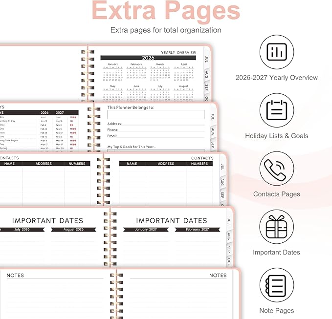 Planner 2026-2027, Weekly and Monthly Academic Planner, July 2026 - June 2027, Hardcover Calendar Agenda Book for School Year Planning, School Supplies for Teacher and Student, A5(6.3'' x 8.5'')