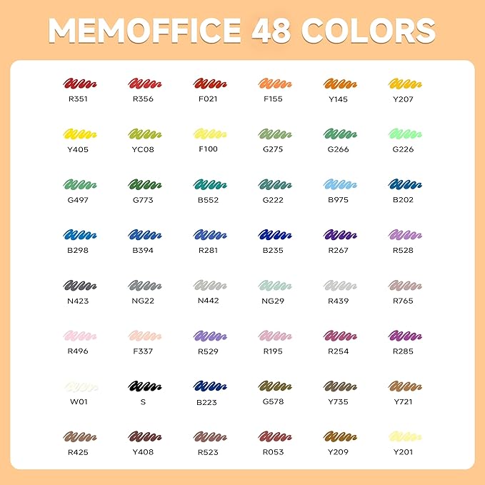 MemOffice Direct Liquid Acrylic Paint Markers, 48 Colors Brush Tip Pens with Carrying Case, No Bleed, Waterproof, for Rock, Wood, Canvas, Glass, Fabric, DIY Crafts for Adults