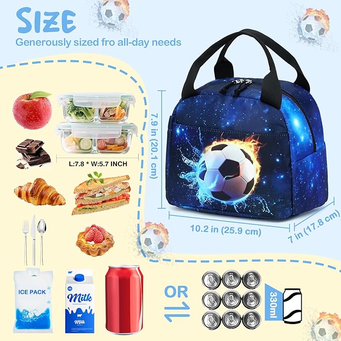 CAMTOP Boys Lunch Box Kids Insulated Lunch Bag Kids Cute Lunchbox for Boys Loncheras Para Niños