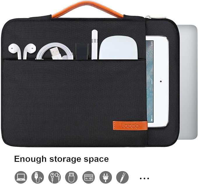 Lacdo 360° Protective Laptop Sleeve Case for 14 inch MacBook Pro M5 Pro/Max A3426 A3427 (2026), M5/M4/M3/M2/M1 A3434 A3112 A3401 A3185 A2918 A2992 | 13.8 inch Surface Laptop 7th Computer Bag, Black