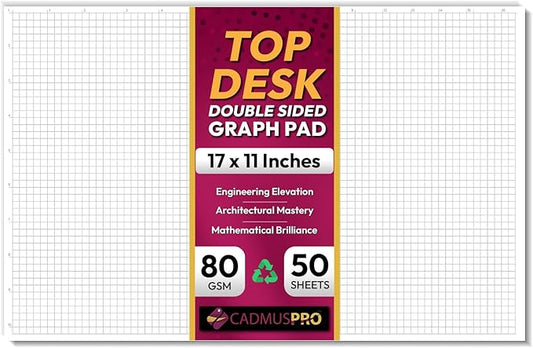 Large 17x11 Graph Paper Desk Pad, 50 Sheets, Double-Sided 1/4 Inch Quadrille Grid 80 GSM Ledger Paper for Drafting, Engineering, Architecture and Math