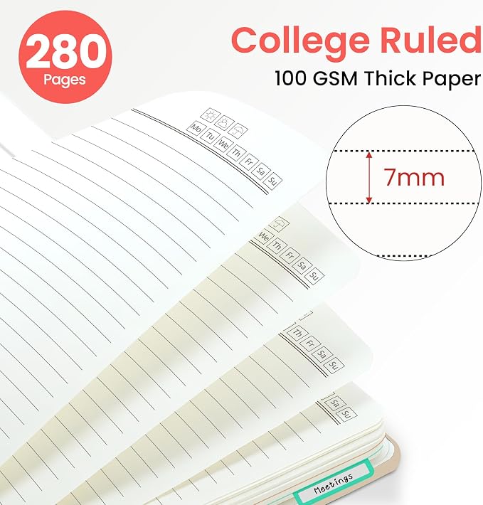 ZOTIA Large Spiral Notebooks for Work 5 Subject with Removable Dividers