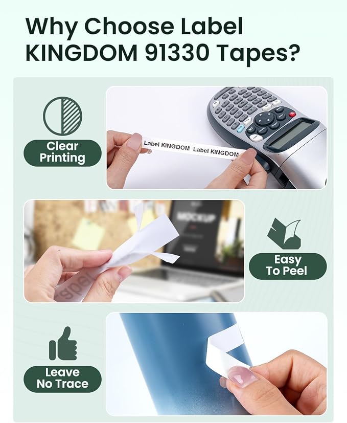 6-Pack 91330 Compatible with Dymo LetraTag Label Tape Refills | 12mm x 4m (1/2" x 13') White Paper, Compatible with Dymo Label Maker LT-100H, LT-100T, Easy-Peel, Strong Adhesive