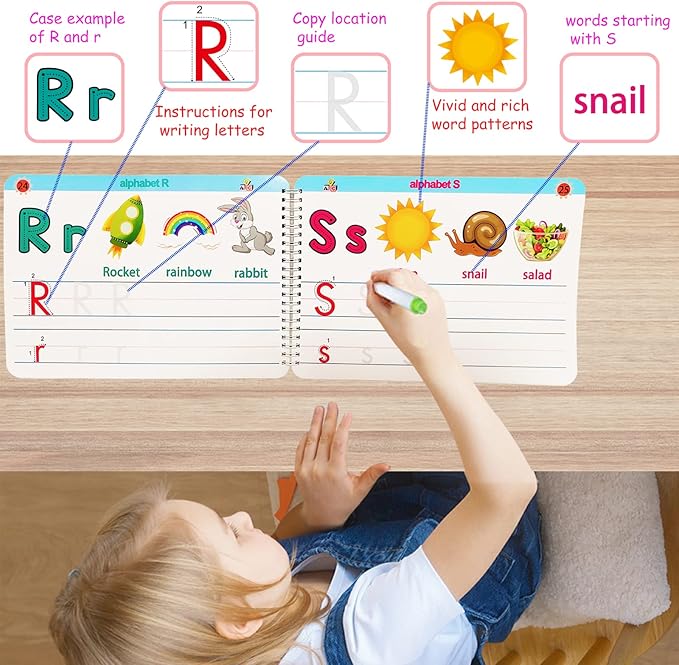 ALIANFLY Preschool Learning Activities Educational Workbook - Toddler Prek Montessori Handwriting Practice Activity Tracing Toys Busy Book for Kids, Autism Learning Materials and ABC Learning Book