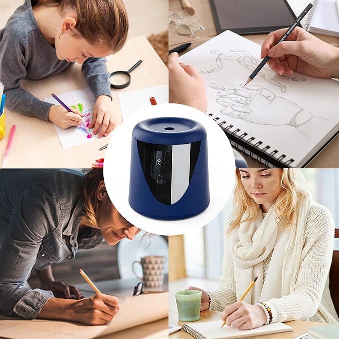 Battery-Powered Electric Pencil Sharpener, (Includes 2 Replacement Blades and 1 Cartoon Sticker) Suitable for Children, Classrooms, Offices, and Homes. Suitable for 6-8mm No. 2/Colored Pencils.