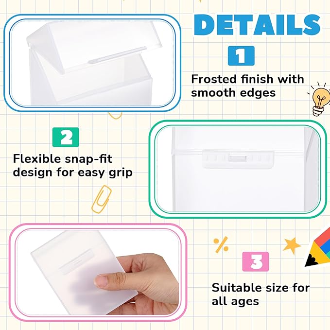 Clabby 12 Pcs Plastic Clear Crayon Box Bulk Holds 24 Crayon With Hinged Lid and Snap Closure for Pens School Office Supply Organization (Clear)