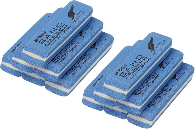 PATIKIL 12 Pcs Sand Erasers, Frosted Eraser Block Easy to Clean Durable Bulk for Gel Ink Ballpoint Fountain Pen Office, AXP96650, Blue