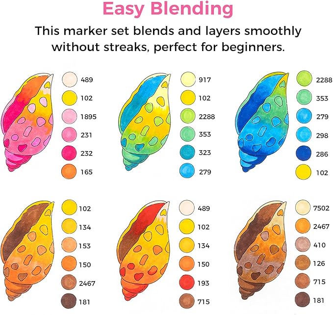 Ohuhu Markers: 48-Color Double Tipped Brush & Chisel Alcohol Markers for Adults Coloring Illustration, Alcohol-based Art Marker Set with Unique Designed Grip, Great Value Pack for Beginners