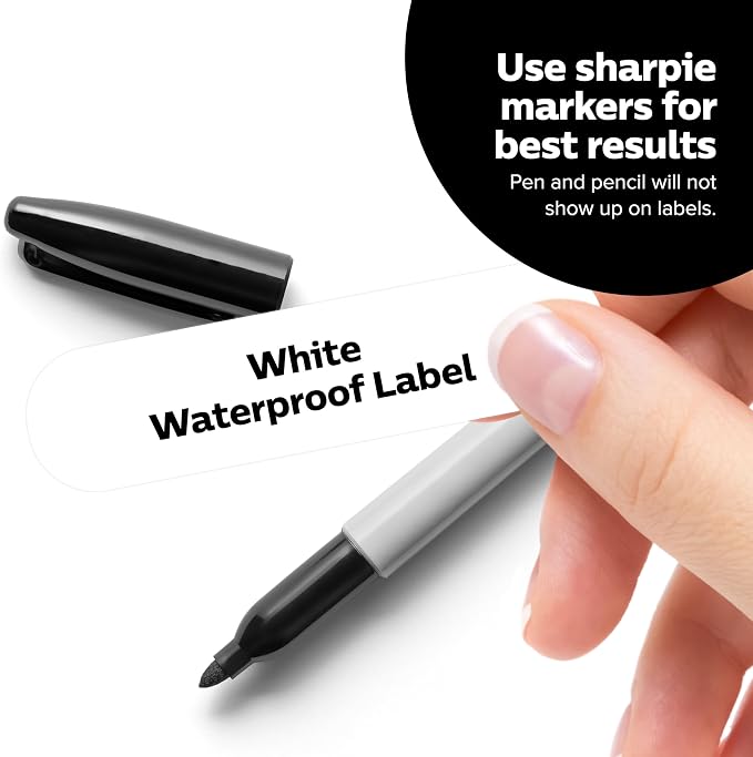 ThreeKin Waterproof Labels for Bottles and Containers - Custom Stickers - All-Purpose and Personalizable - Dishwasher, Freezer and Microwave Safe - BPA-Free - USA-Owned (White, 72pcs)