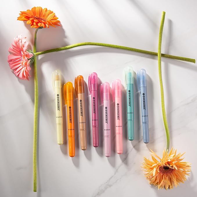 DIVERSEBEE Bible Highlighters and Pens No Bleed, 8 Pack Assorted Colors Gel Highlighters Set, Cute Bible Markers for Study Journaling School Supplies and Accessories (Vintage)