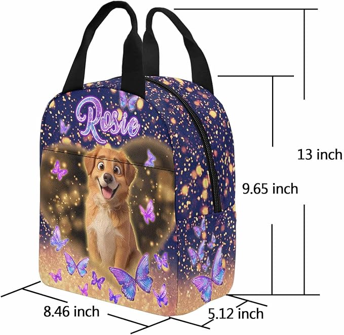 M YESCUSTOM Custom Girls Backpack with Pet Face Personalized School Bookbag with Lunch Bag Kids Backpacks for Girls Boys Elementary Preschool Cute Book Bag Daypack Travel Bag Water Bottle