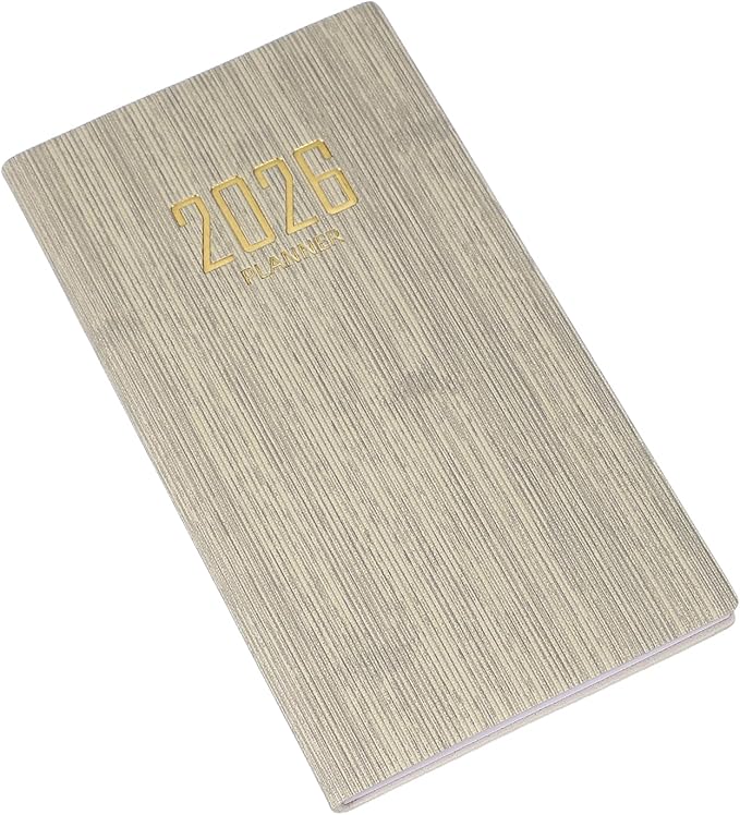 PATIKIL 2026 Daily Planner Notebook, 6.8 x 3.8" 64 Sheets Undated to Do List Daily Weekly Monthly Goals Pocket Notebook for Office Home Study Work Weeding Time Management, Beige