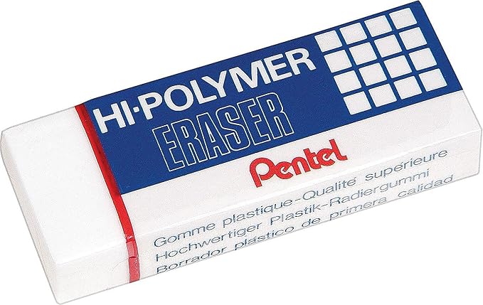 Pentel Hi-Polymer Block Eraser, Large, White, Pack of 3 (ZEH10BP3-K6)