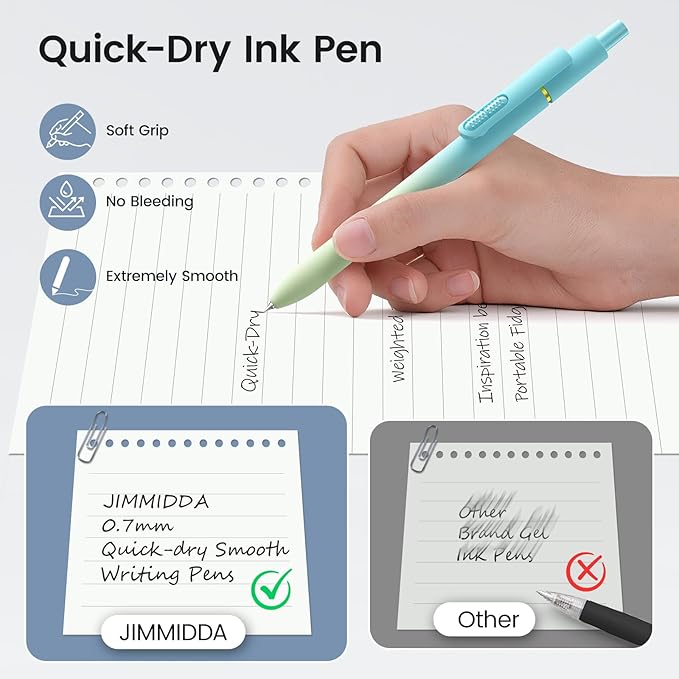 16Pcs Black Gel Pens - 0.7mm Medium Point Black Ink Pens | Smooth Writing - Quick Drying Retractable Pen for Men Women (Gradient - 16Pcs)