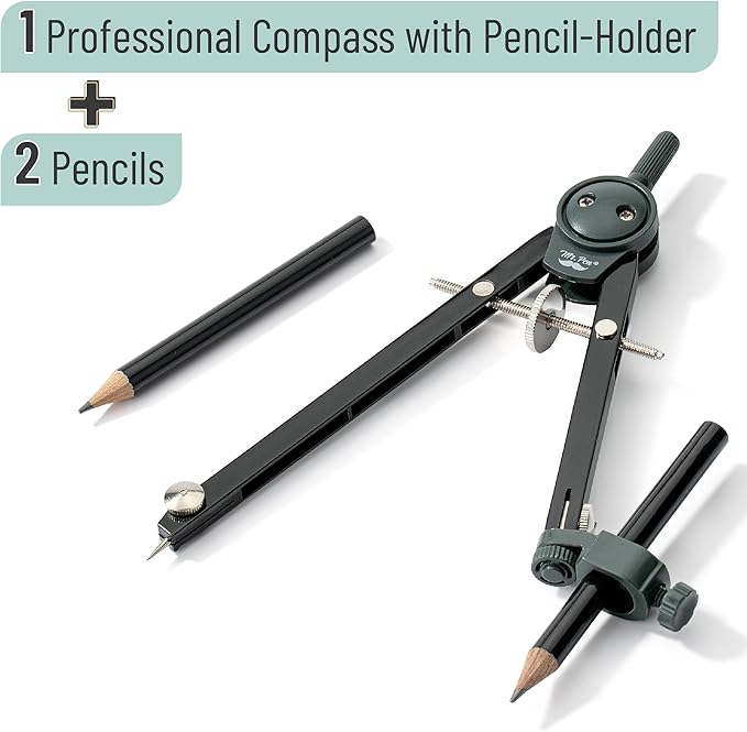 Mr. Pen- Compass for Geometry, Black, Compass with Pencil, Drawing Compass Drawing Tool, Math Compass, Drafting Tools, Drawing Tools, Geometry Compass, Circle Drawing Tool, Geometry Set