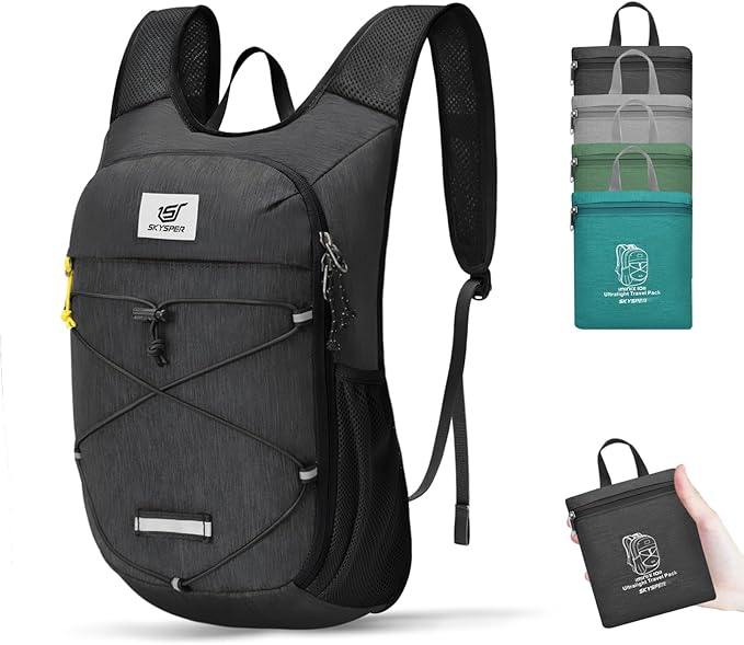 SKYSPER Foldable Hiking Backpack - 10L/15L Small Lightweight Daypack Breathable Travel Backpacks