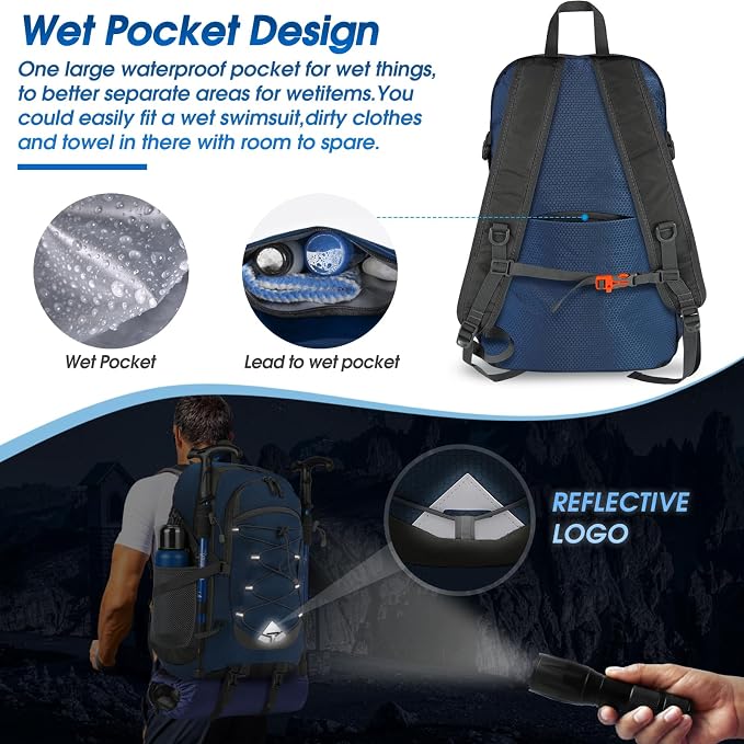 IGOLUMON Hiking Backpack 40L Packable Lightweight Camping Daypack Men Women | Multi-compartment storage Water-resistant Foldable Nylon Material Hiking Day pack for Camping Cycling Outdoor