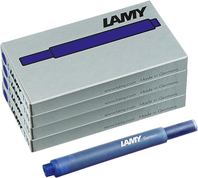 LAMY T10 Set of 4 erasable Ink cartridges with Large Ink Capacity - Suitable for All Lamy Fountain Pen Models - Contents 1.25 ml per Cartridge - 5 Pieces per Pack - Ink Color Blue