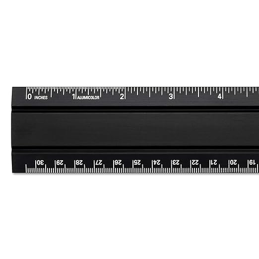 Alumicolor Aluminum Office Ruler, 12IN, Black
