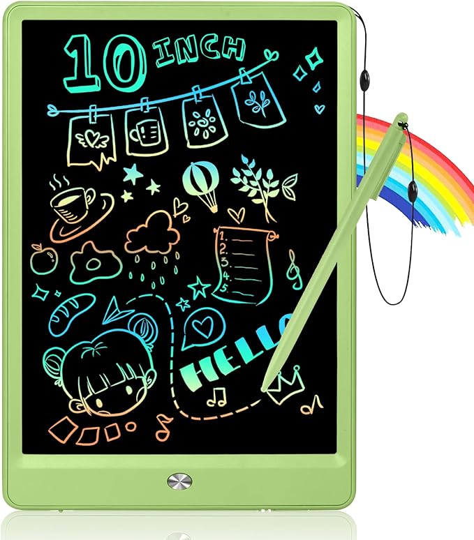 EooCoo LCD Writing Tablet for Kids, Road Trip Essentials 10 Inch Kids Drawing Pad, No Mess Coloring Books for Toddler, Travel Toys Car Airplane Activities, Birthday Gifts for 3-8 Years Old Girls Boys
