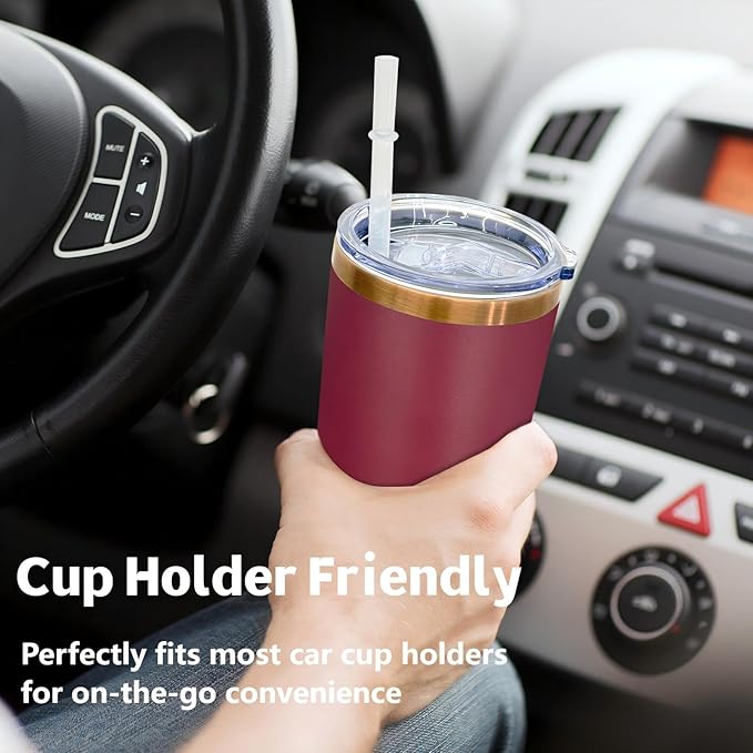 20 oz Tumbler Bulk 4 Pack Stainless Steel Tumblers with Lids and Straws, Double Wall Vacuum Insulated Travel Coffee Mug for Laser Engrave, Powder Coated Cups for Hot and Cold Drinks (Red,4 pack)