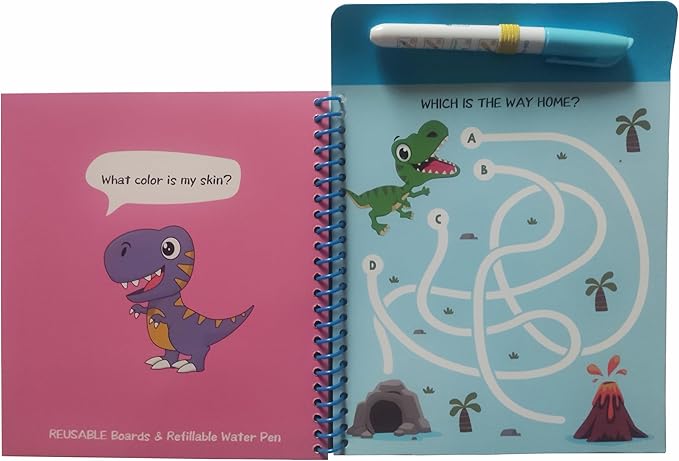 Magic Water Coloring Books for Child - Reusable Mess Free Water Reveal Art Kit with Water Pen, Travel Toys Easter Basket Stuffers for Kids Ages 3-12 Boys Girls Party Favors
