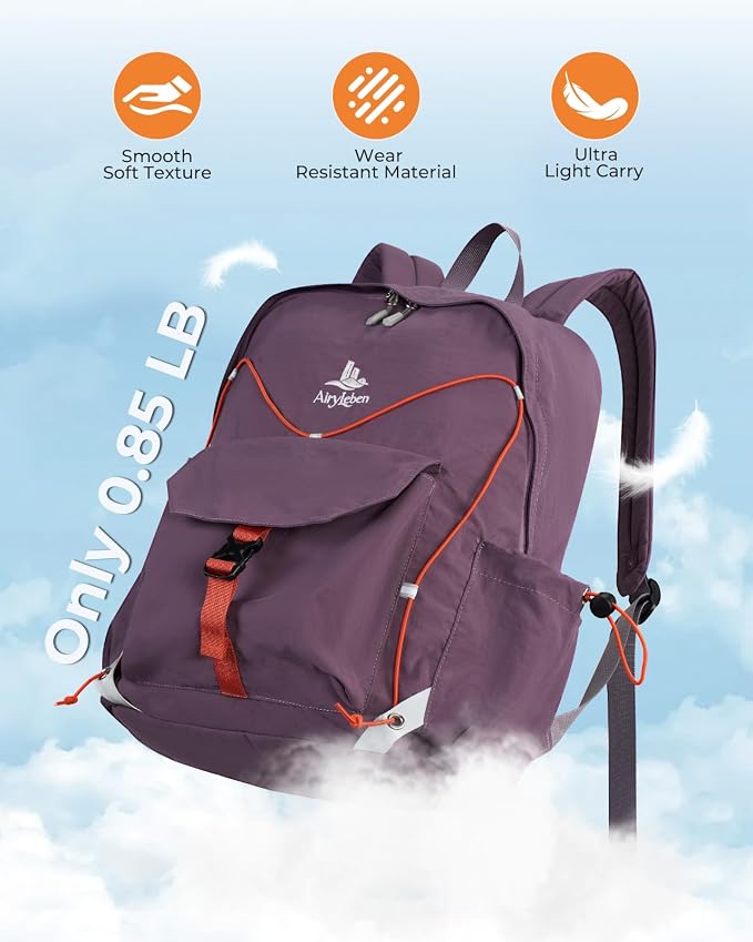 25L Travel Backpack Women Men,Lightweight College Backpack,Purple | Casual Daypack, Water Resistant Bookbag, Fit 15.6-inch Laptop, Travel Commuting Gym Hiking Work Bag, TSA Friendly