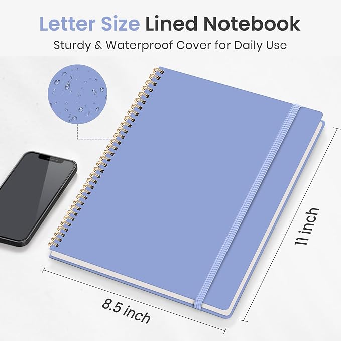 Taja Large Spiral Lined Notebook for Work, Journal for Women & Men