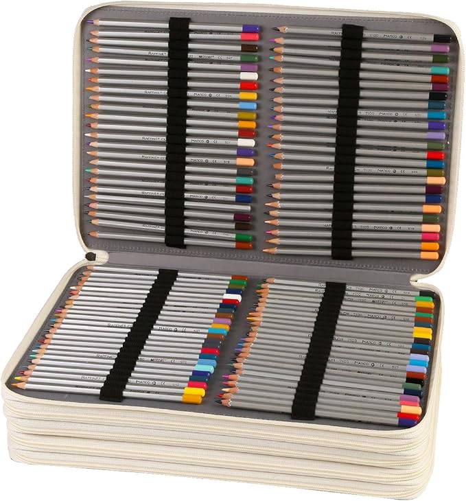 Portable Colored 480 Slots Pencil case Organizer with Printing Pattern for Watercolor Pens or Markers, Pencil Case Organizer for Artist