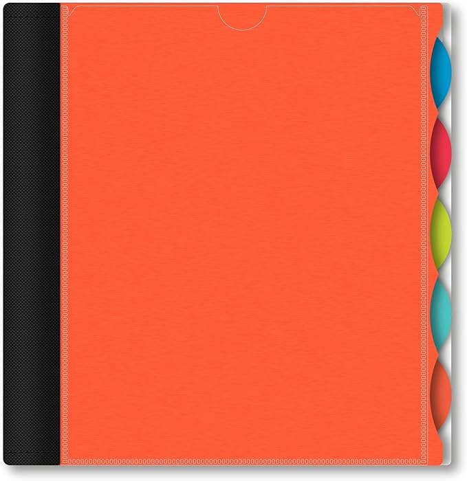 IQ+ iScholar 5-Subject Poly Cover Wirebound Notebook, College Ruled, 11 x 8.5 Inch Sheet Size, 200 Sheets, Orange (59906-OR)
