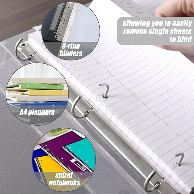 HIBOX 100 Sheets Loose Leaf Paper, 8 x 10-1/2 Inch, 3 Hole Punched Wide Ruled White Filler Notebook Paper for 3 Ring Binders, Ideal for School Notes, Organizing Classwork, School Supplies
