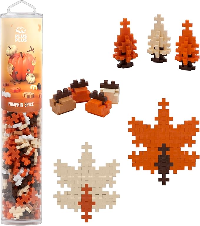 PLUS PLUS 240 Piece Pumpkin Spice Mix Tube - Mini Interlocking Building Blocks Set, Stem Toys for Kids - Sensory Bin Fillers/Math Manipulatives Classroom Must Haves Gifts for Boys & Girls