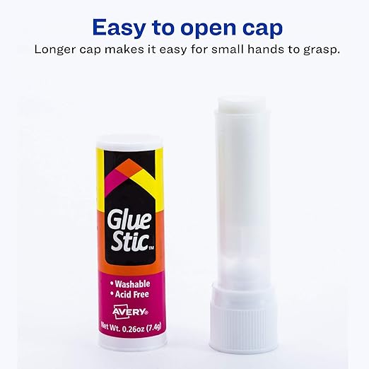 Avery Glue Stick White, Washable, 0.26 Oz. Permanent Glue Stic, 2pk (00171)