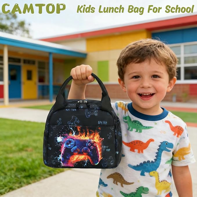 CAMTOP Boys Lunch Box Kids Insulated Lunch Bag Kids Cute Lunchbox for Boys Loncheras Para Niños