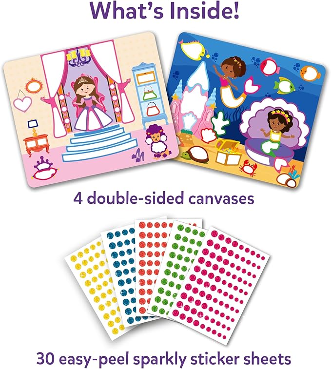 Skillmatics Dot It Sticker Art - Unicorns & Princesses, 500+ Sparkly Stickers, Mess-Free Fun for Kids, DIY Scrapbooking Craft Kits, Travel Toys, Gifts for Ages 3, 4, 5, 6, 7